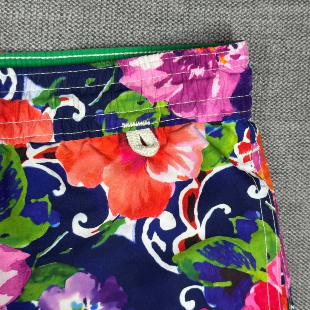 Polo Ralph Lauren Mens Floral Swim Trunks Blue Tropical Hibiscus Shorts Size M
